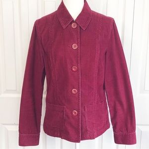 Eddie Bauer Dark Raspberry Pink Corduroy Button Down Jacket Medium